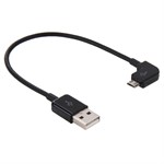 Elbow Micro USB to USB 2.0 Kabel 0.2 Meter - Sort