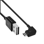 Elbow Micro USB to USB 2.0 Kabel 1 meter - Sort