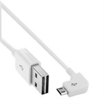 Elbow Micro USB to USB 2.0 Kabel 2 Meter - Hvid