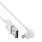 Elbow Micro USB to USB 2.0 Kabel 1 Meter - Hvid