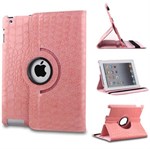 Krokodille Roterende 360 grader etui til iPad 2/3/4 (Pink)