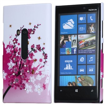 Design Cover til Lumia 920 - Pink Flowers (Bling)