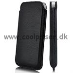 Trendy Pouch i �gte L�der (Sort)