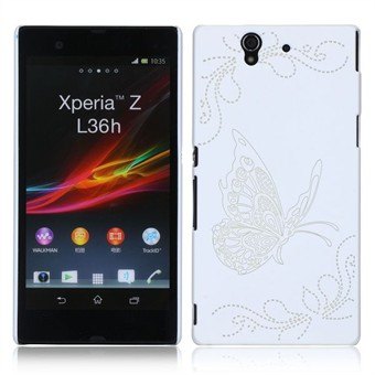 Design Cover til Xperia Z - Sommerfugl (Hvid)